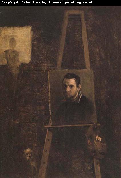 Annibale Carracci Self-Portrait on an Easel in a Workshop